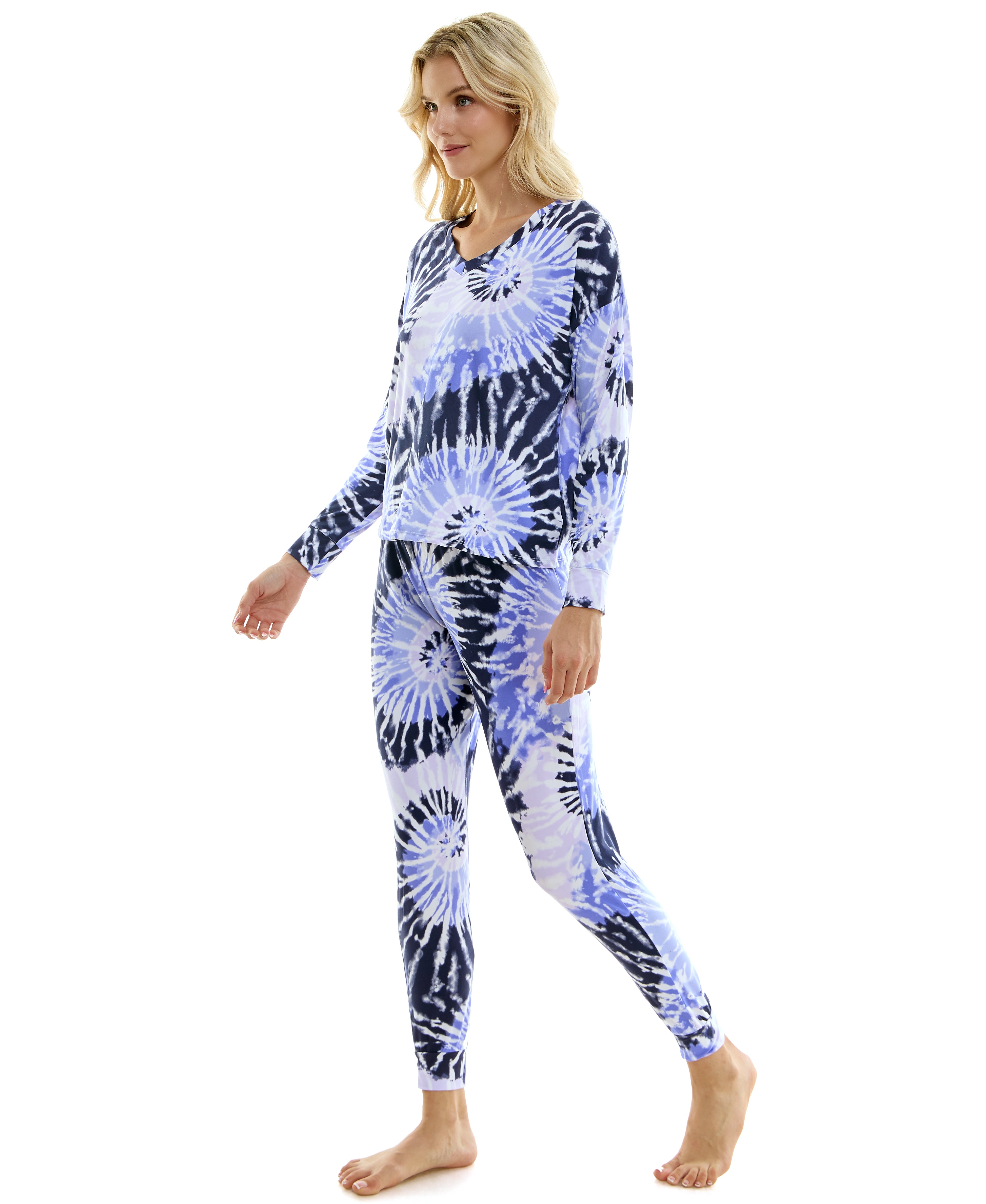 Jaclyn Woman's Sleep Crop Sweatshirt and Jogger Loungewear Set